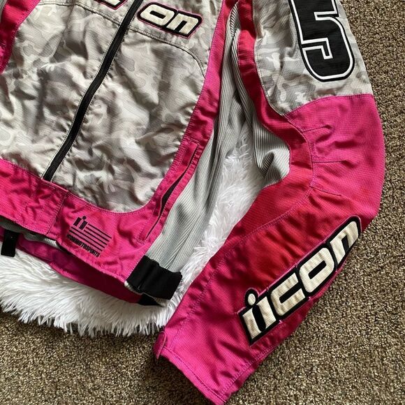 Icon Motorcycle Jacket Pink Padded Number 5 Womens Size XXL - Picture 7 of 16